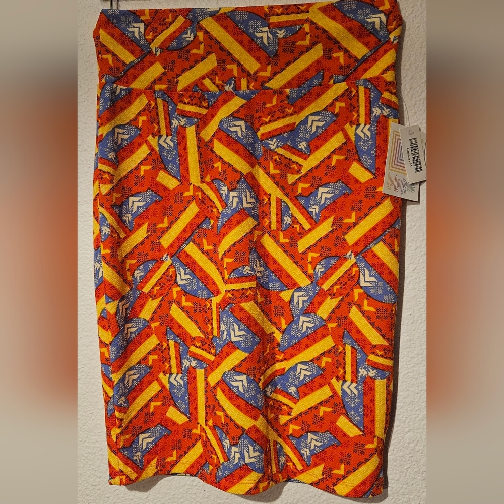 LuLaRoe Vibrant Geometric Skirt - Red, Blue, Yellow